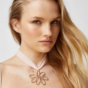 Free People Gold Floral Choker Necklace